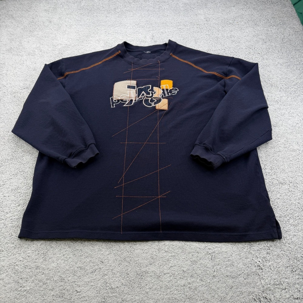 Vintage Pelle Pelle Shirt Mens XL Blue Spellout Embroidered Hip Hop 90s Y2K VTG